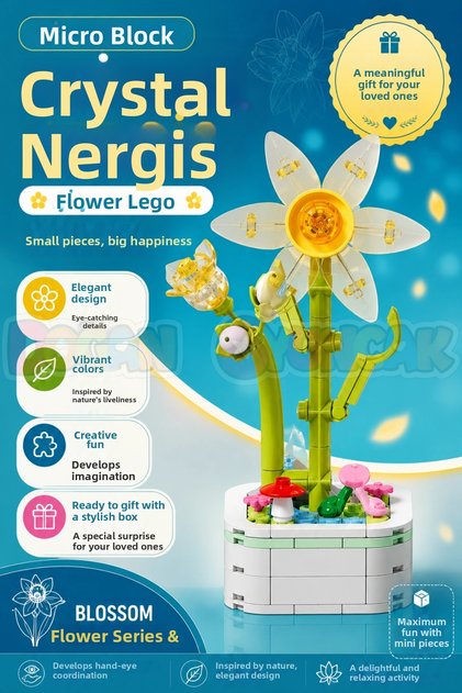 Micro Block Crystal Daffodil Flower Lego - Lego Sets Mini Lego - Flower Lego - Blossom Flower Lego