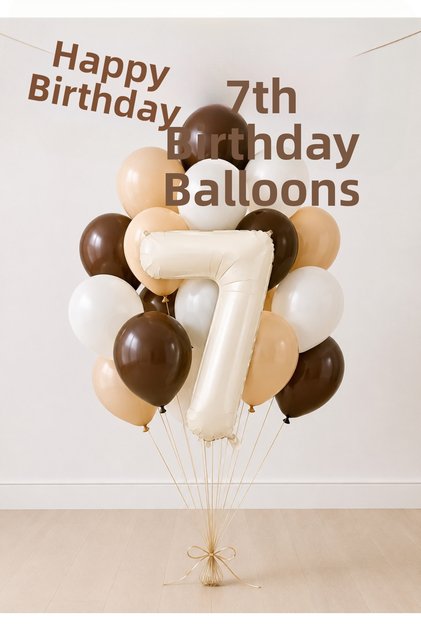 -7- Age Retro Happy Birthday Banner Themed Balloon Bundle 20 Pieces