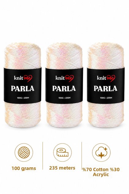 Parla Knitting Yarn 100 Gr 235 Mt Bag Yarn Supla Yarn Cotton Sim 3 Pieces