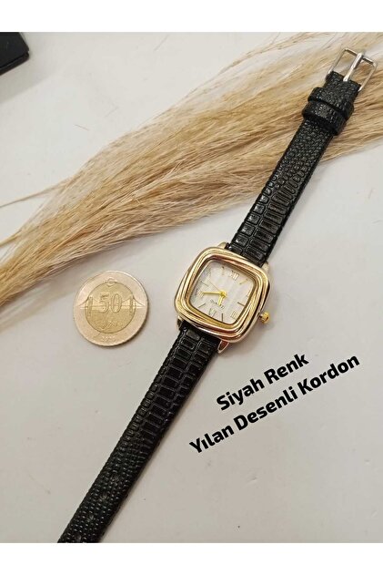 Clair Model Siyah Renk Kordon Kadın Kol Saati - GOLD RENK KASA