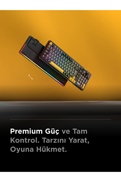 ★runachyPG Rampage Kenpachi Ekranlı 2.4G + BT Wireless RGB Hot Swap Gasket