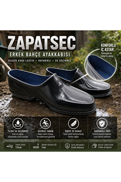 ÇİĞDEM KUNDURA ZapatSec Erkek Bahçe Ayakkabısı (Kara Lastik