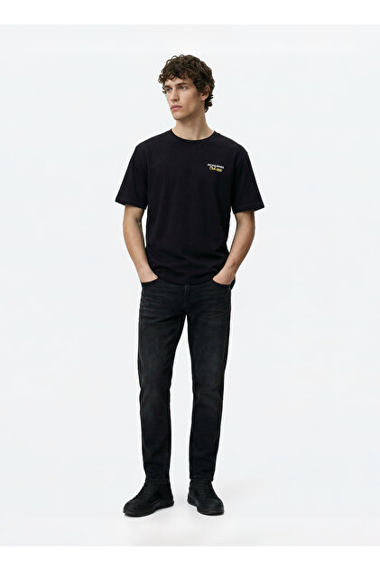 Jack & Jones Siyah Erkek Regular Fit Logo Baskılı T-Shirt 12306235