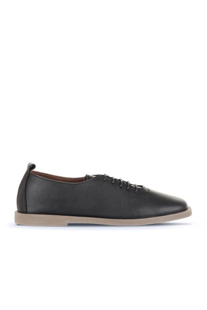 Black Leather Women's Casual Shoes 01Wd4205