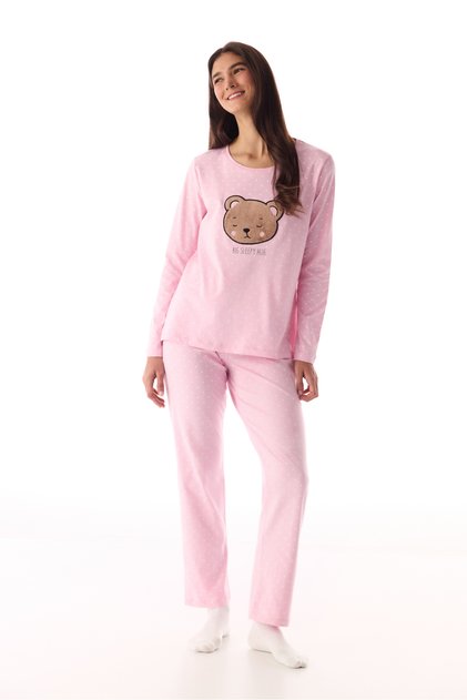 Pink Sleepy Hug Cotton Pants Pajama Set