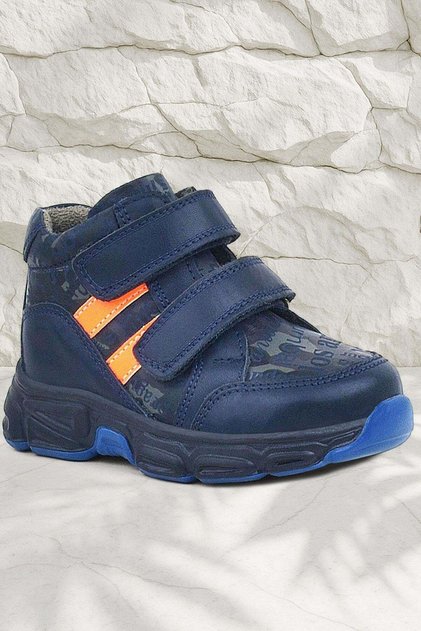 Genuine Leather Navy Blue Orange Baby Sports Boots