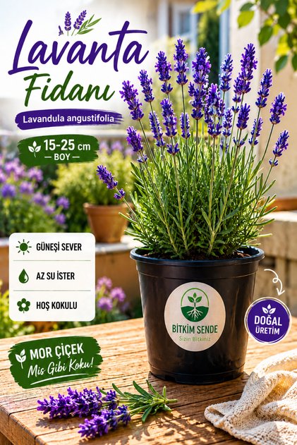 Lavanta Fidanı İngiliz Lavandula angustifolia Hidcote, Saksıda Kokulu, Çiçek Açan, Çalı