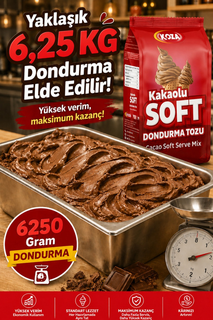 おが粉④　5kg Koza Soft Dondurma Tozu Kakaolu - 5 Litre Süt İle Hazırlanan