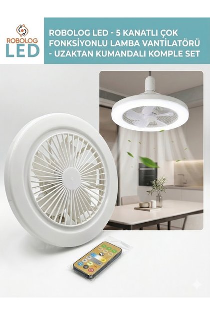 Tavan Vantilatör E27 Duylu Kumandalı Tavan Vantilatörlü LED Lamba 3 Hız Ayarı ve 3 Renk Ayarı