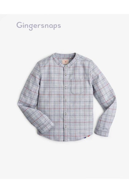 Boys' Half-Collar Checkered Shirt