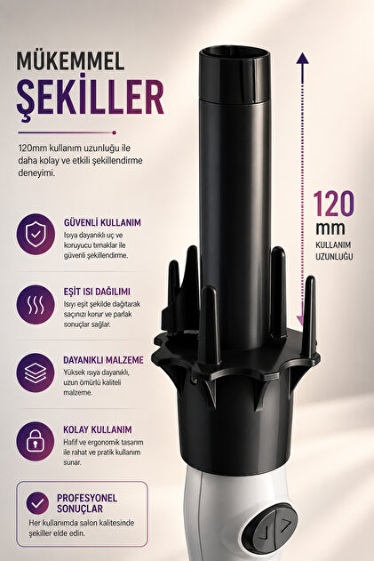 Hairens HRS-430 Otomatik Saç Maşası 32 mm Kalın Su Dalgası Fiyatı