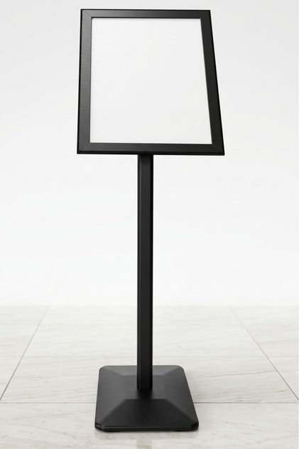 Black Info Board Display Stand, A3 Size with Black Base, 32mm Frame Side Width, Rotate to horizontal or vertical view [Landscape or Potrait]