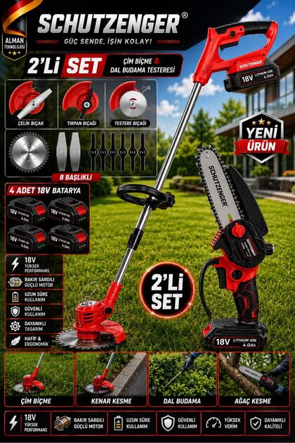 射美　ソガペールセット　D SCHUTZENGER 4 BATARYALI ŞARJLI DAL BUDAMA KESME TESTERESİ 15cm