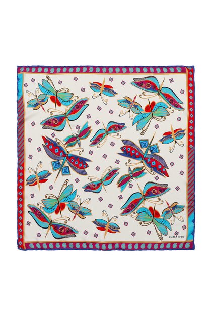 Gray Fuchsia Patterned Silky Handkerchief