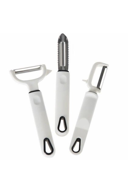 3-Piece Peeler and Scraper Set White