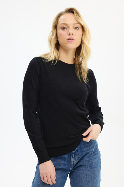Slim Fit Siyah Kadın Triko