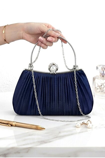 clutch bag for navy blue dress Famels Satin New Model Battery-Operated Evening Handbag/Clutch Bag with Pearl Stones Elegant Evening Dress Bag Silver Case Color:pale sage