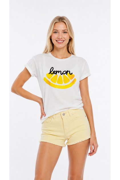 White Lemon Printed Double Arm Basic