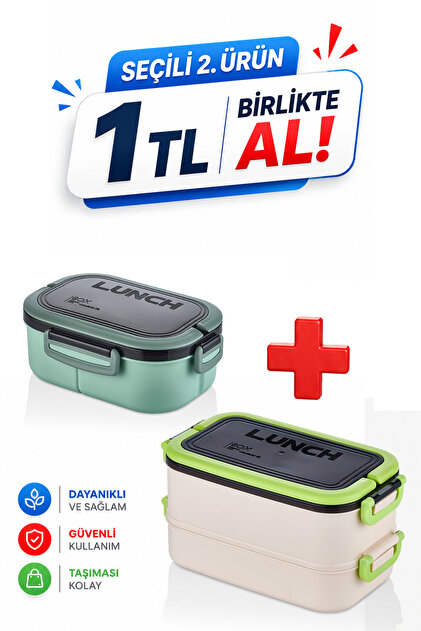 M&L LUNCH BOX 2 Katlı Taşınabilir Yemek Kabı Lunch Box Diyet