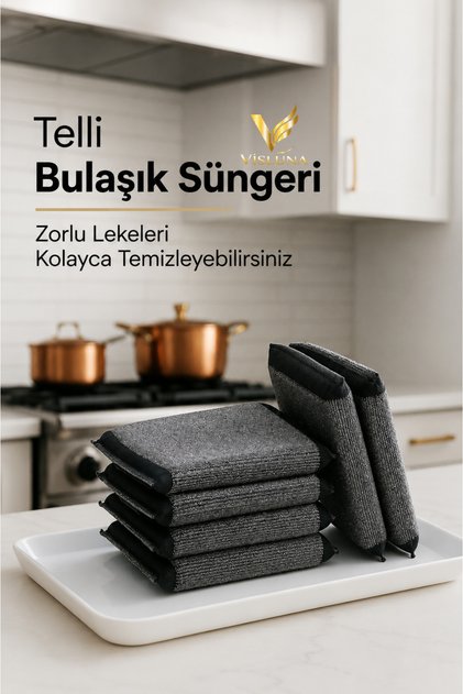 ( 4 Adet ) Sihirli Paslanmaz Telli Bulaşık Süngeri Lüks kalite