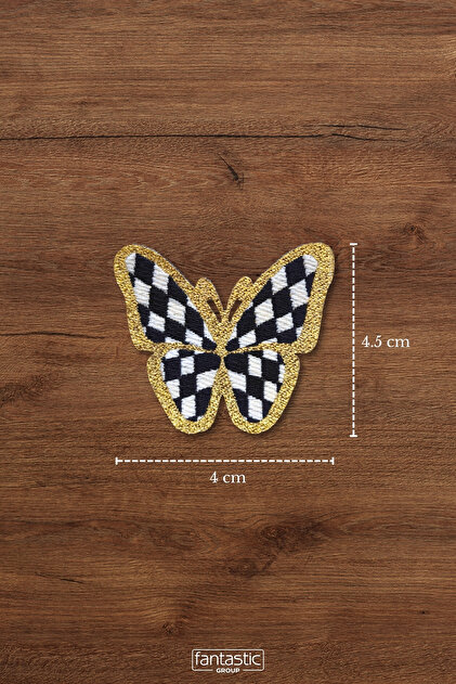 Iron-On Checkerboard Pattern Butterfly Crest Set 10-Pack - (4.5 cm X 4 cm)