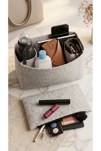 Long.... Medium Yandan Clutch Cantali Organizer Open Gray Color 26 X 15 X 14 Dimensions (Length X Height X Width)