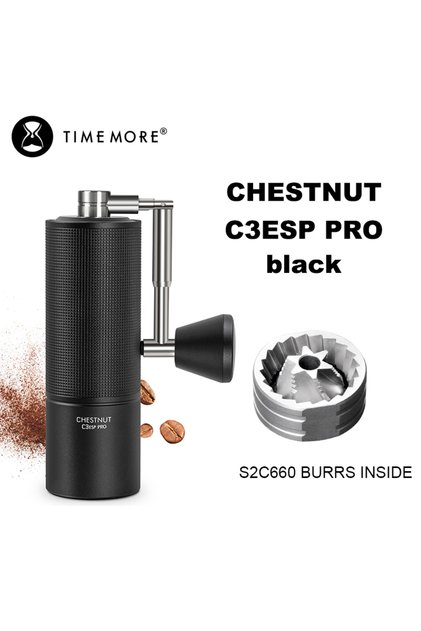 مطحنة قهوة يدوية TIMEMORE C3ESP PRO سوداء، مطحنة قهوة يدوية TIMEMORE C3S Pro / C3ESP Pro بلون الكستناء مع غطاء قابل للطي