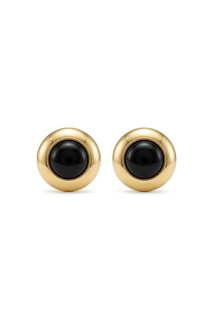 Women's Steel Gold Trin Black Earrings