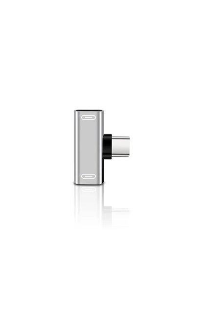 Silver 2 In 1 USB C Splitter Type C Male To Dual Type C Female Headphone Charger Adapter Splitter Co