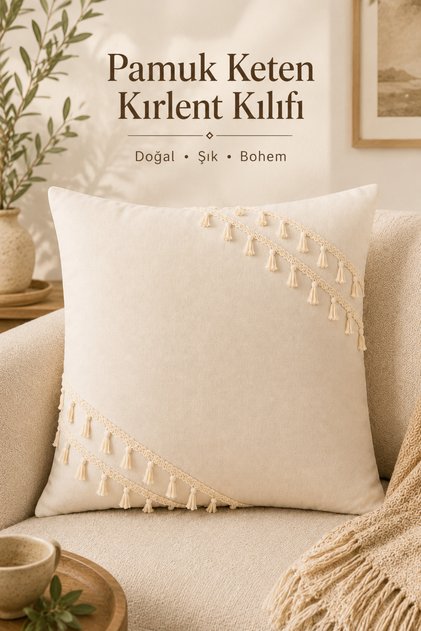 Natural Linen Tassel Throw Pillow Cover Bohemian Rustic Vintage Living Room Decor Decorative Throw Pillow Cover