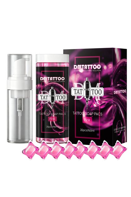 Pink 20PCS DM Tattoo Soap Pacs Cleaning Soothing Tattoo Cleaner Mild Tattoo Pre Post Care Cleaning