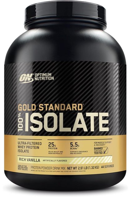 Gold Standard 100% Isolate, 25 Grams of Protein, Whey Protein Isolate - Rich Vanilla, 2.91 lbs, 44