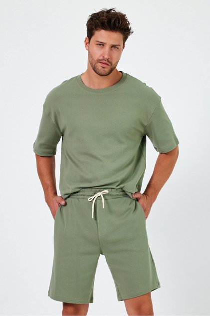 Pocketed Tie-Up T-Shirt and Shorts Set (E24-Ab-Ts-Şt)