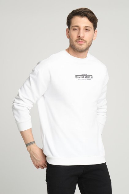 İÇİ POLARLI BASKI DETAYLI SWEATSHIRT(B23-37401)