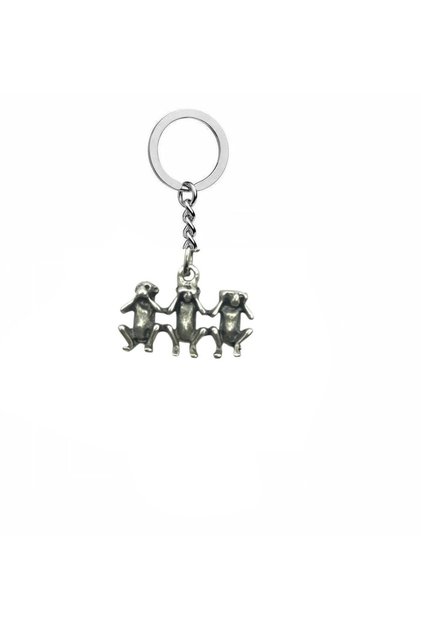 Silent Wisdom – Unisex Metal Keychain with Three Monkey Figures