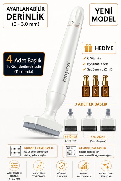 Değiştirilebilir Başlık Ayarlanabilir Titanyum Mikro İğne 0.25-3 mm Dermastamp Derma Stamp Saç Cilt