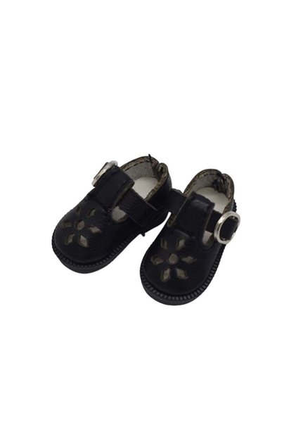 Black 3.2cm Doll Shoes for Blythes Doll Toy,1/8 Mini Leather Dolls Shoes for Blyth Azone BJD,Casual