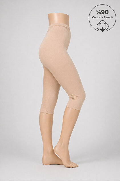 Ladytime Under Dress Women's Capri Leggings - 90% Cotton, Below Knee Shorts Underwear - 5052