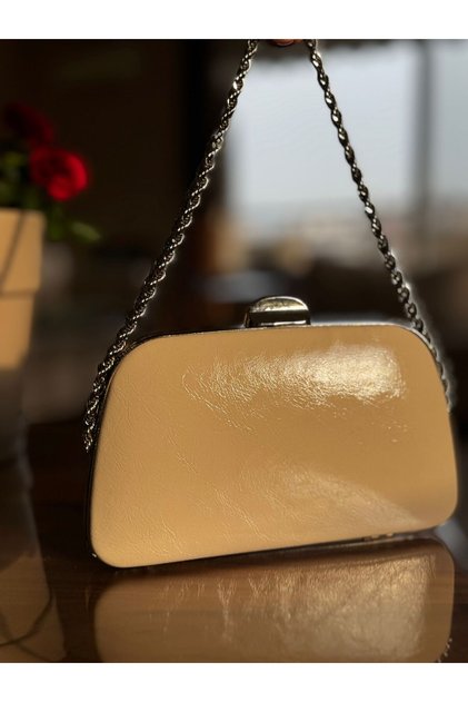 Evening Dress Bag, Shiny Material, Twisted Chain
