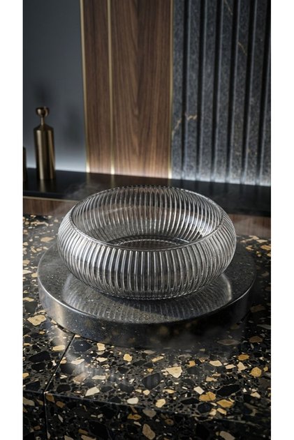 صحن طعام وسلطة زجاجي بتصميم عصري مقاس (24cm)