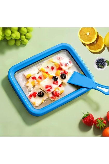 Blue Home Type Roll Ice Cream Tray Set |   Frozen Roll Ice Cream Machine |   Making Ice Cream with a Spatula