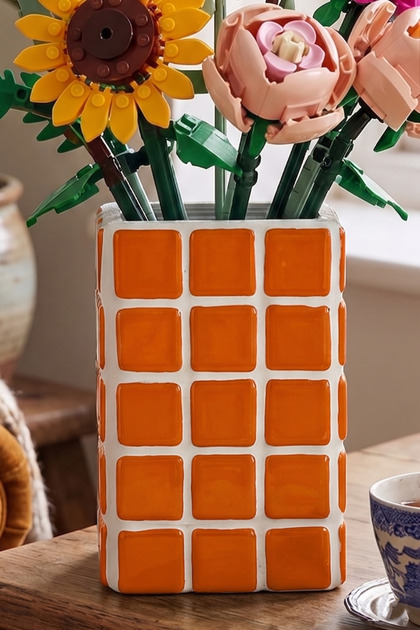 El Yapımı Mozaik Seramik Vazo – Renkli Geometrik Desenli Vazo