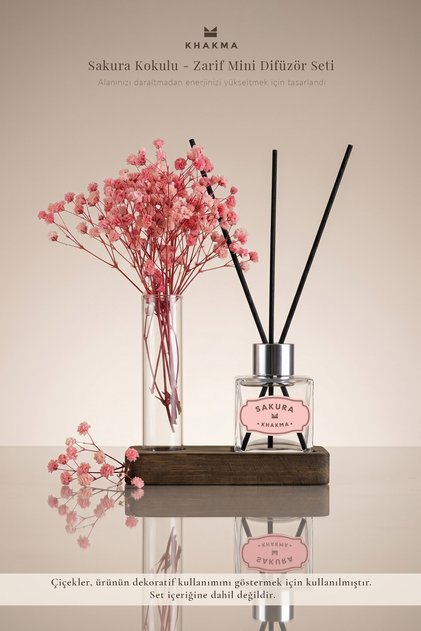 Bambu Çubuklu Zarif Mini Oda Kokusu Seti 50 ml | Sakura Kokulu Dekoratif Reed Diffuser Set