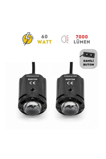 BOSTON 60W 3 Renkli & 3 Modlu Çakar Motosiklet LED Sis Farı