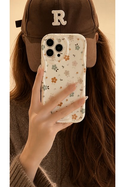 iPhone 11 Pro Max Flower Patterned Ecru Color Case