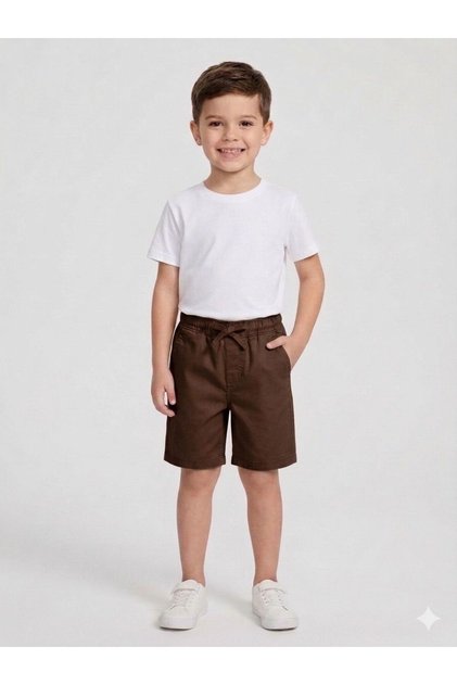 Boys' Summer Bermuda Shorts Elastic Waist Lace-Up Cotton Comfortable Fit Daily Use