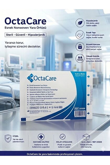 Hipoalerjenik Esnek Steril Nonwoven Yara Örtüsü 5cm x 9cm 10 Adet