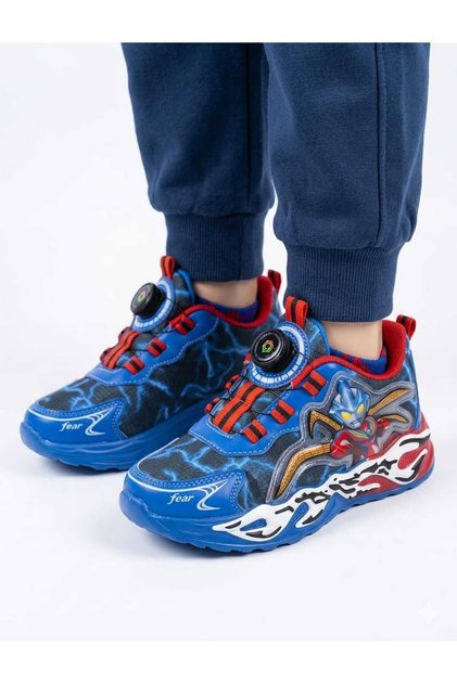 Children's Automatic Lace-Up Figured Sneaker Shoes-Blue