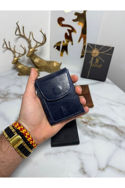 محفظة مغناطيسية مصنوعة يدويًا من الجلد الطبيعي بنسبة 100% - ذات ملمس عتيق وعالي الجودة للجنسين