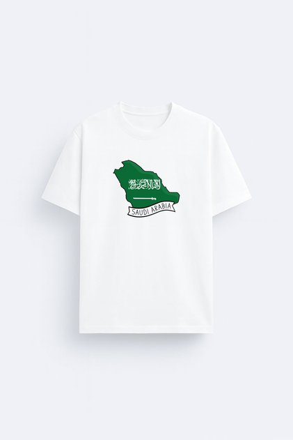 Saudi Arabia Printed Crew Neck Black T-Shirt